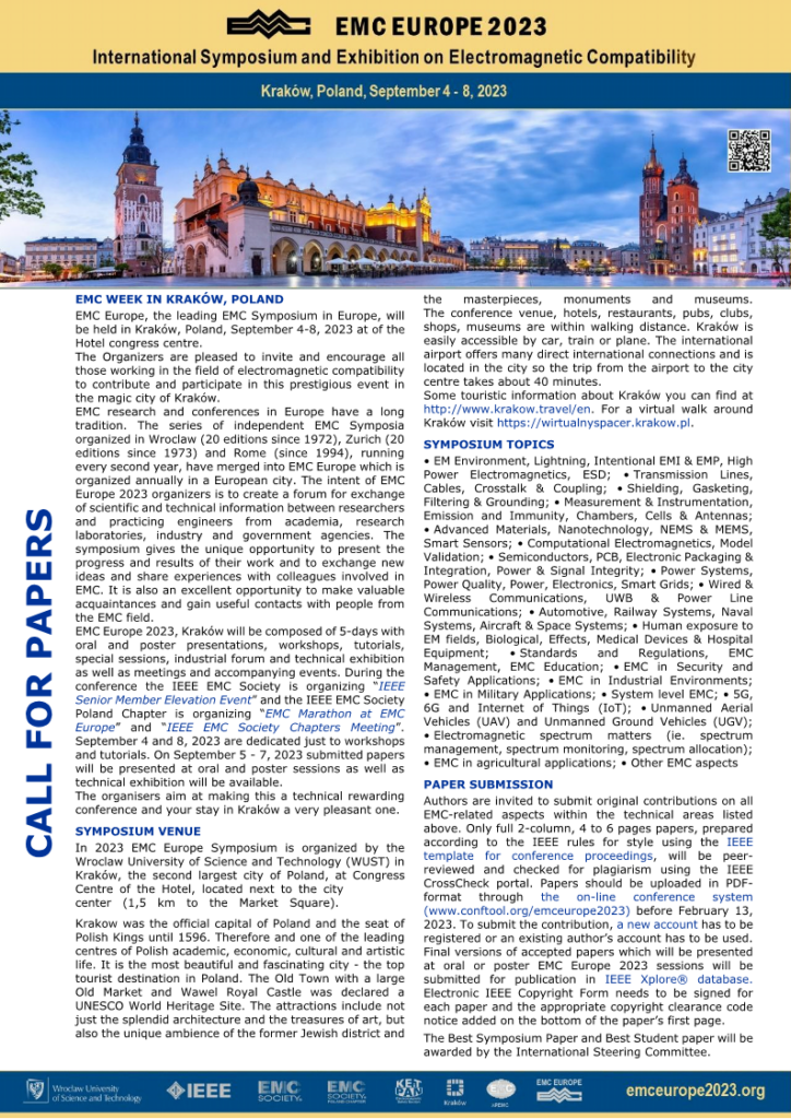 Call for Papers EMC Europe 2023 Kraków